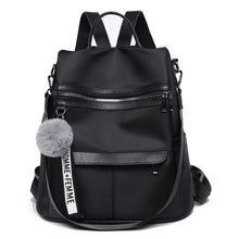 Load image into Gallery viewer, 2019 new quality backpack waterproof anti-theft Oxford cloth simple college wind bag youth girl backpack gift hair ball pendant